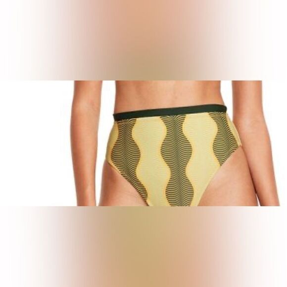 Micro Wave Print Cheeky HighWaist Bikini Bottom FeNoelxTarget MutedGreen NWOT 2X - Picture 5 of 11